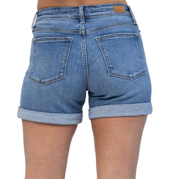 Judy Blue Mid-Rise Distressed Denim Cuffed Shorts Size 27 - Picture 3 of 16